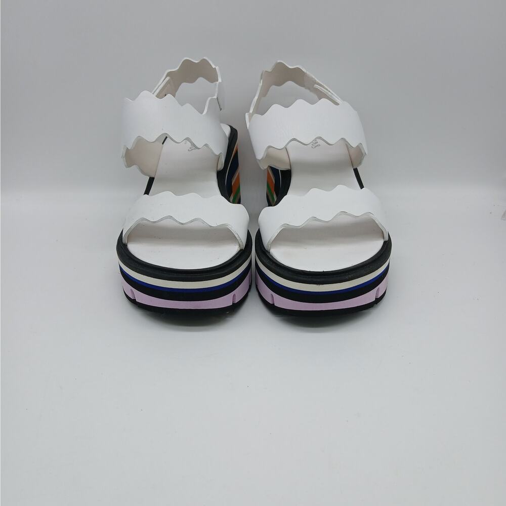 Homers Leather Fornells Wedge Platform Sandals White Size 36 US 6 Made in Spain - Picture 4 of 10